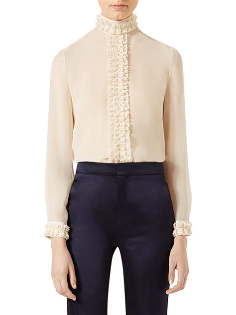 gucci ruffle blouse|gucci one shoulder blouse.